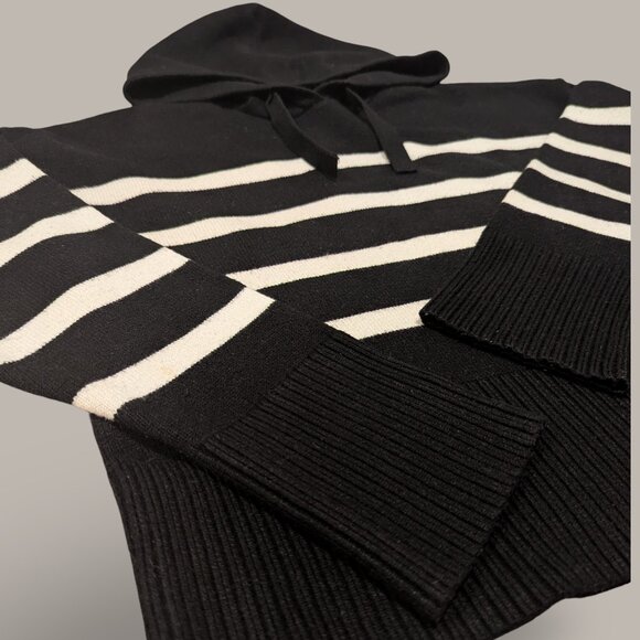 Primark Black and White Striped Hooded Sweater - Medium - Picture 7 of 10